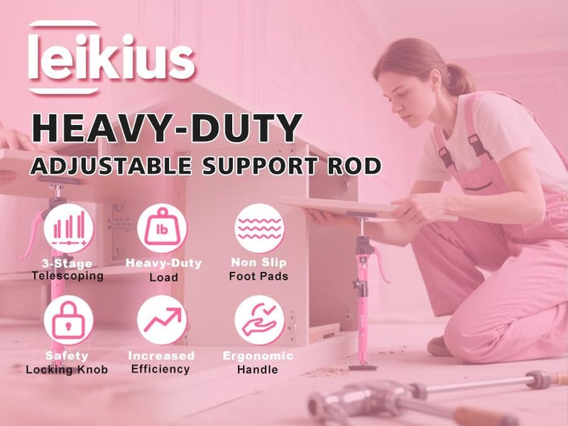 Leikius 2PK Metal Cabinet Jacks for Installing Cabinets,200LB Load 3rd Hand Support System,Adjustable Support Pole,15.8-23.6 Inches Quick Support Rod,Perfect for Cabinet Installation - Image 4